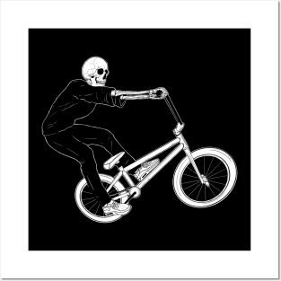 Skeleton Riding BMX Bike Posters and Art